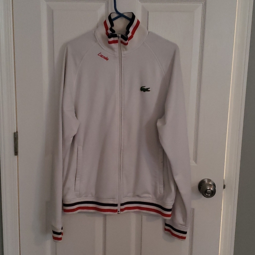 Mens Large Lacoste Sport white track jacket